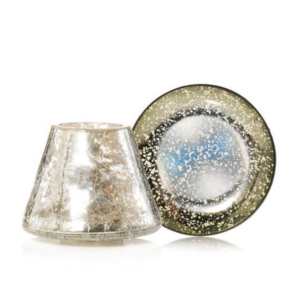 Yankee Candle Kensington Mercury Crackle Glass Small Shade & Tray Set £13.49